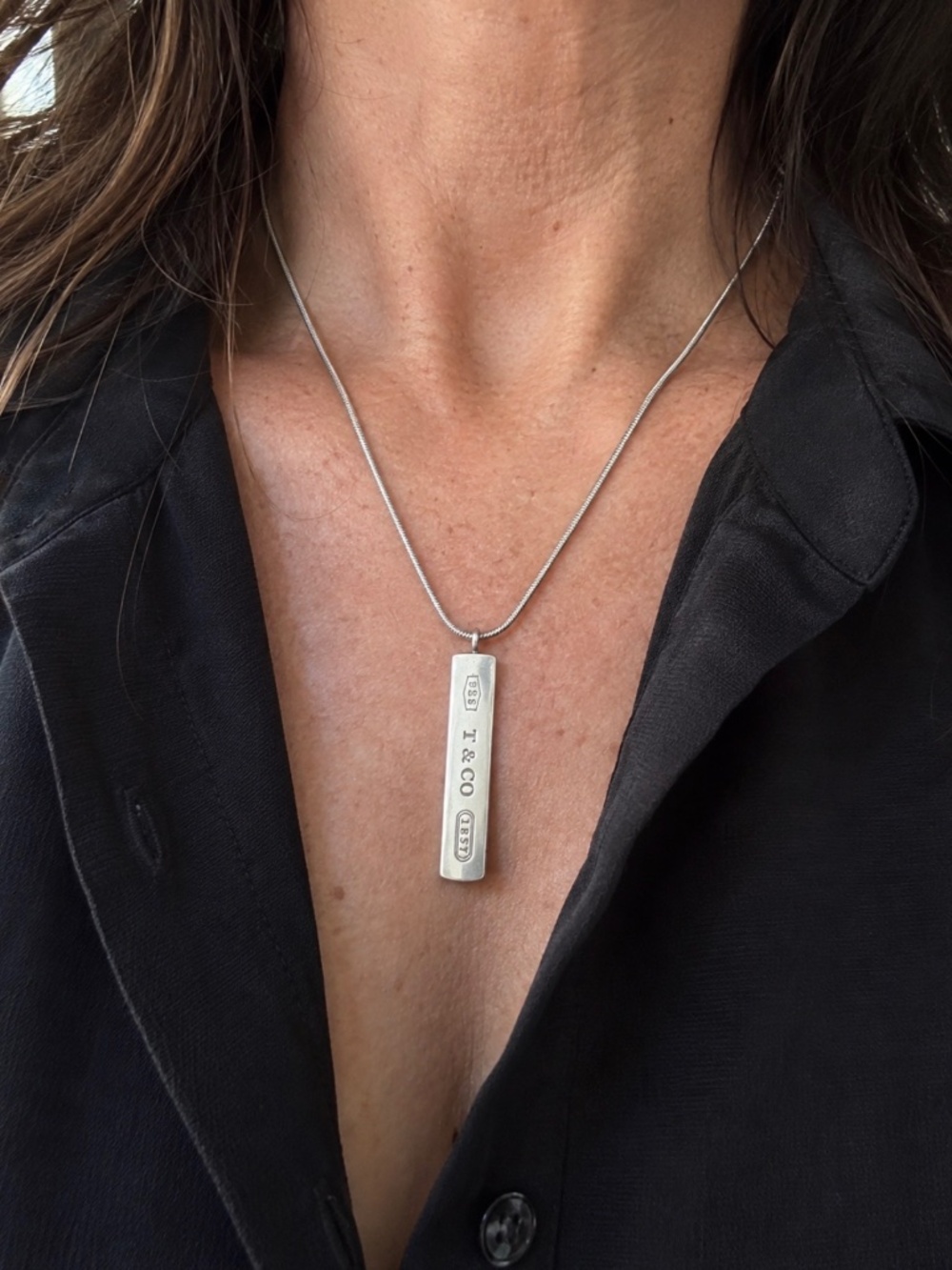Tiffany & Co. 1837 Bar Pendant Necklace Sterling Silver 925 ©2001